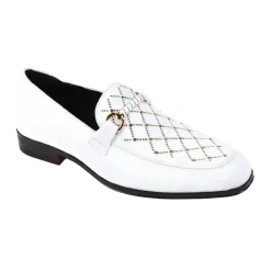 After Midnight Collection - White Velvet Crystal Studded Design Slip-On Loafer