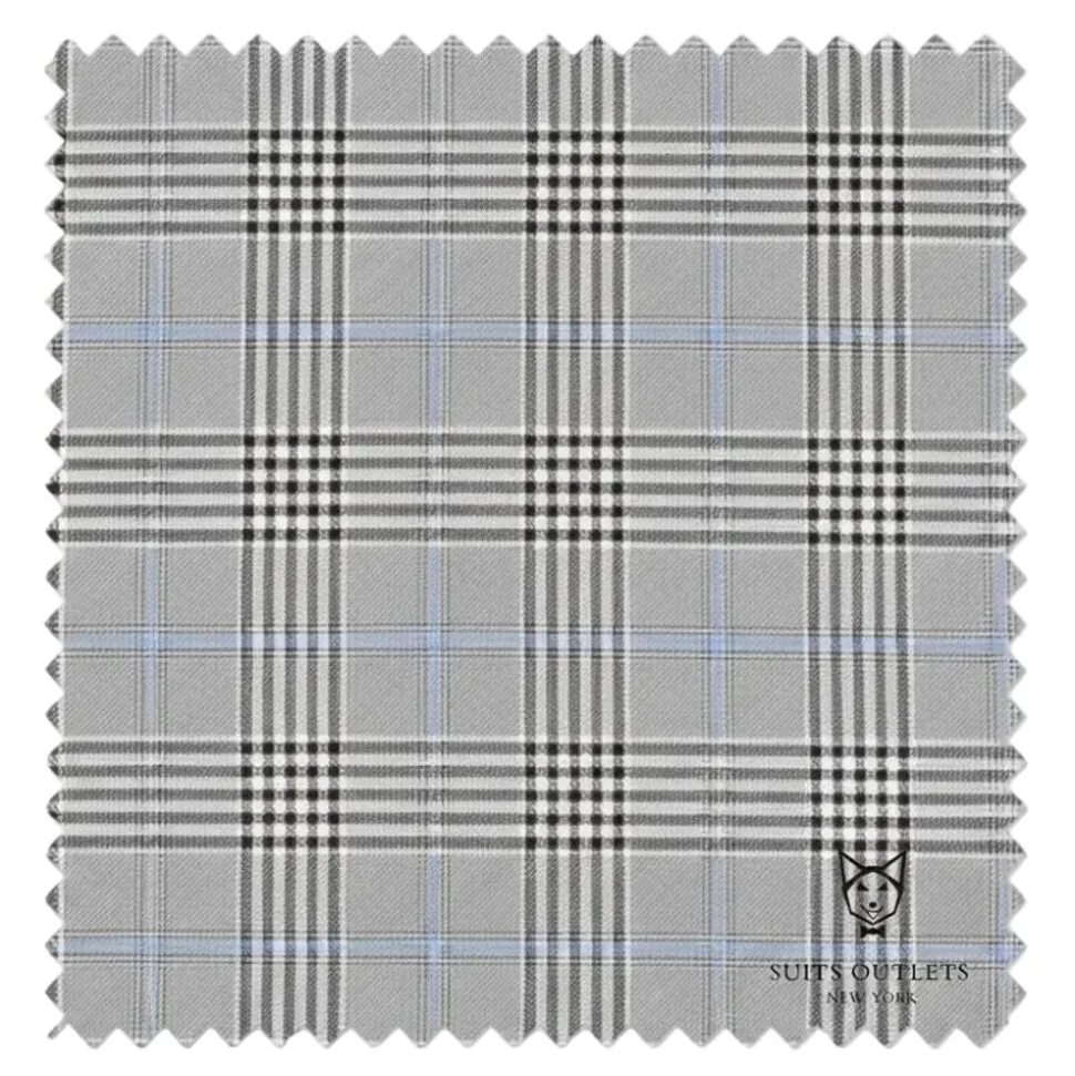 Alexander Collection - Gray Double Breasted 2 Piece Suit Regular Fit Tone on Tone Windowpane