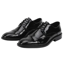 Alford Collection - Black Perforated Cap-Toe Dress Shoe