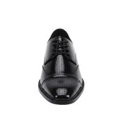 Alford Collection - Black Perforated Cap-Toe Dress Shoe