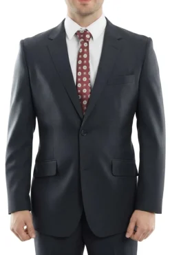 Arezzo Collection - 100% Wool Suit Modern Fit Italian Style 2 Piece in Navy