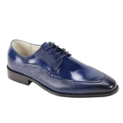 Asher Collection - Cobalt Embossed Leather Moc-Toe Dress Shoe