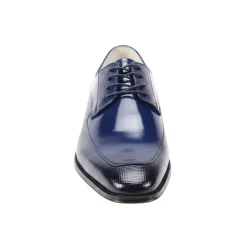 Asher Collection - Cobalt Embossed Leather Moc-Toe Dress Shoe