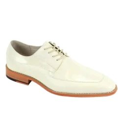 Asher Collection - Cream Embossed Leather Moc-Toe Dress Shoe