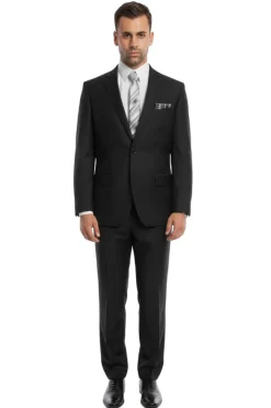 Bacchus Collection - Modern Fit Suit 2 Button 2 Piece in Black