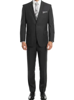 Bacchus Collection - Modern Fit Suit 2 Button 2 Piece in Dark Gray