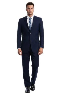 Bacchus Collection - Modern Fit Suit 2 Button 2 Piece in Navy