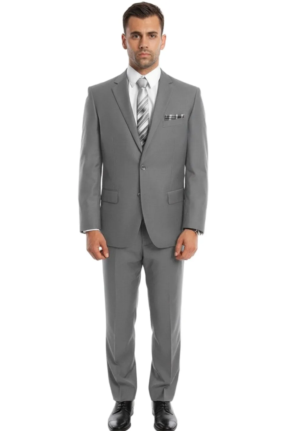 Bacchus Collection - Modern Fit Suit 2 Button 2 Piece in Light Gray