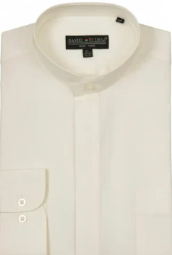Basic Banded Convertible Cuff Collar Dress Shirt in Ivory