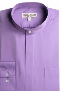 Basic Banded Convertible Cuff Collar Dress Shirt in Lavender