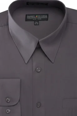 Basic Dress Shirt Convertible Cuff Regular Fit in Charcoal