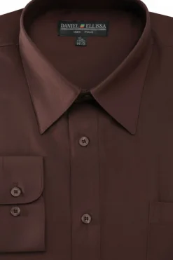 Basic Dress Shirt Convertible Cuff Regular Fit in Dark Brown