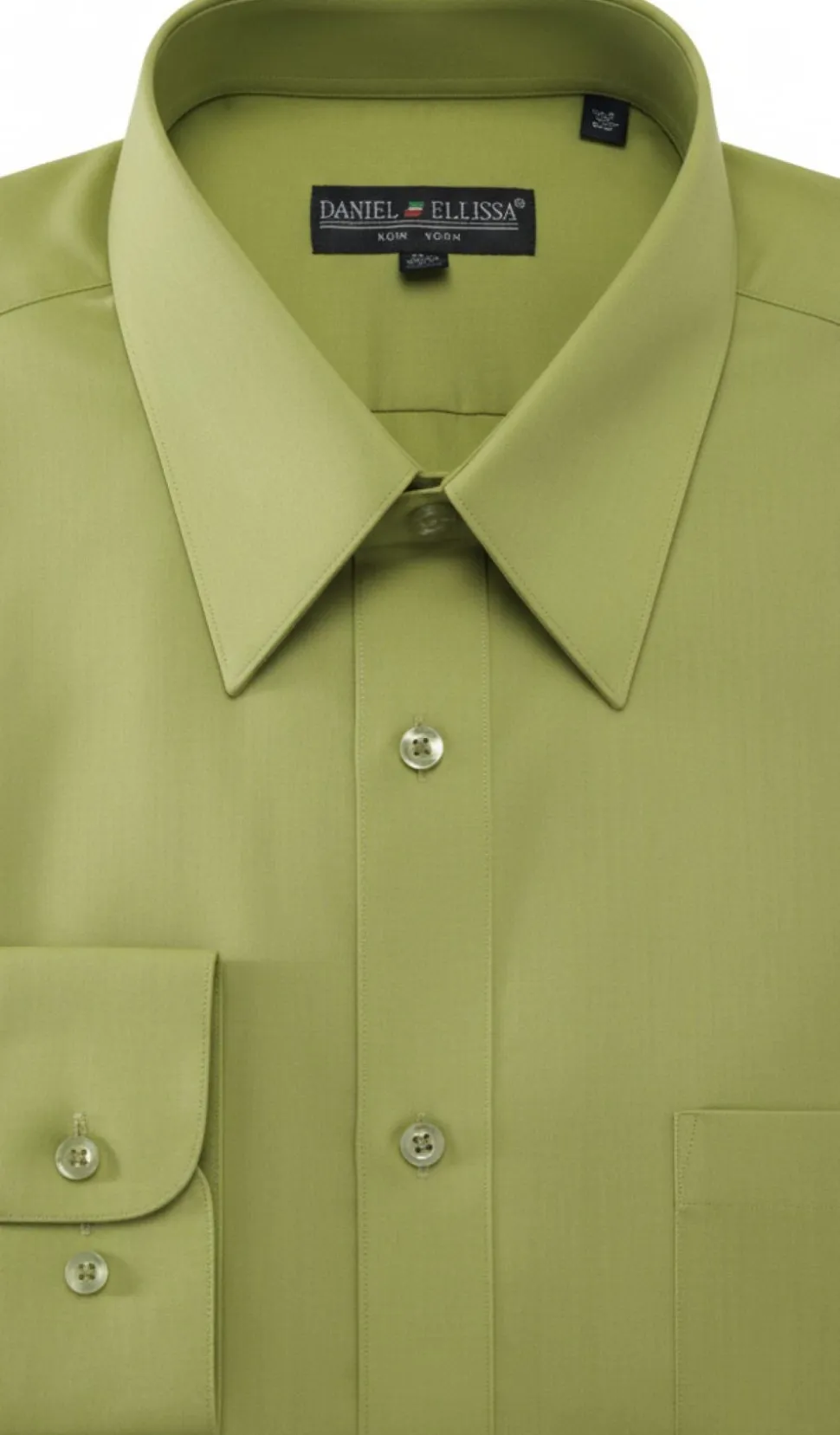 Basic Dress Shirt Convertible Cuff Regular Fit in Dark Lime