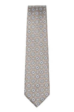 Beige Geometric Medallion Pattern Tie
