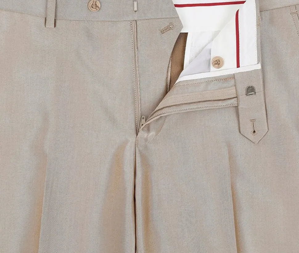 Beige Regular Fit Sharkskin Italian Styled 2 Piece Suit