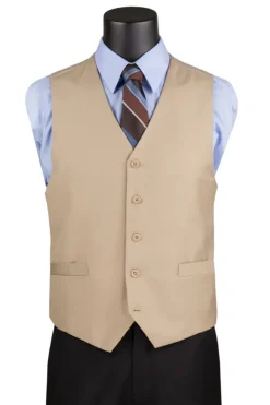 Beige Slim Fit Vest Single Breasted 5 Button Design