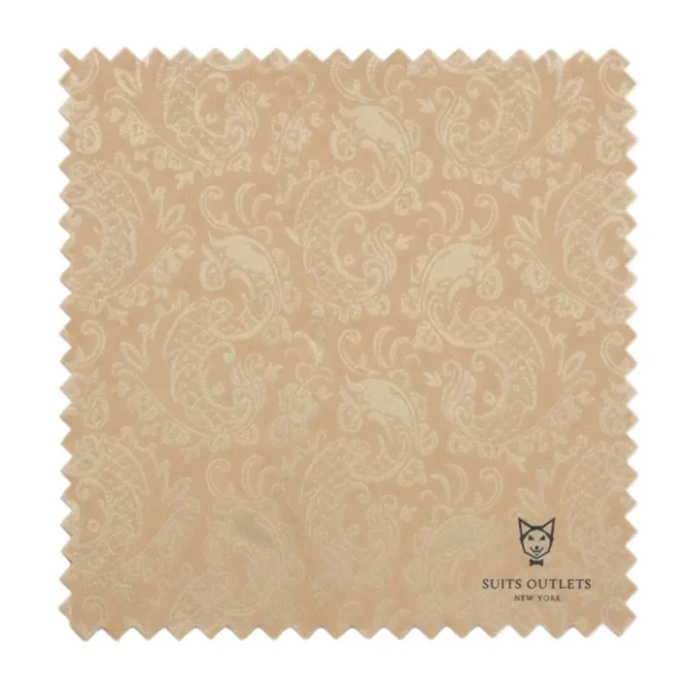 Beige Tone on Tone Paisley Pattern Slim Fit Men's 2 Piece Suit