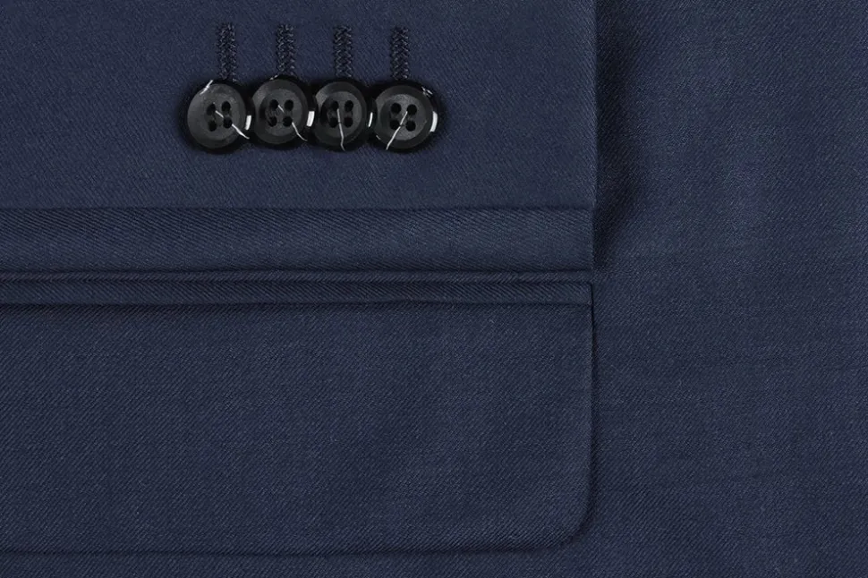 Bevagna Collection - Blue 100% Virgin Wool Regular Fit Pick Stitched 2 Piece Suit