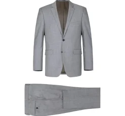 Bevagna Collection - Light Gray 100% Virgin Wool Regular Fit Pick Stitched 2 Piece Suit
