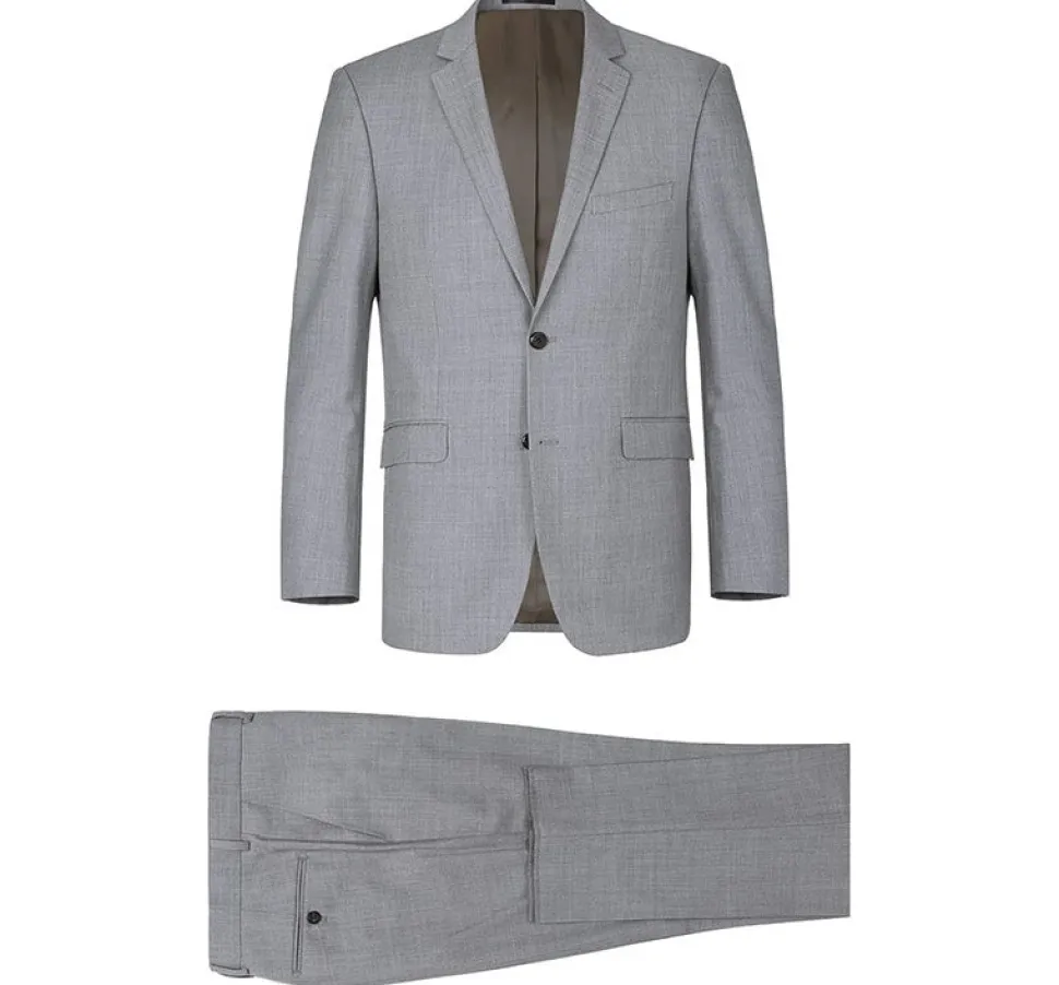 Bevagna Collection - Light Gray 100% Virgin Wool Regular Fit Pick Stitched 2 Piece Suit