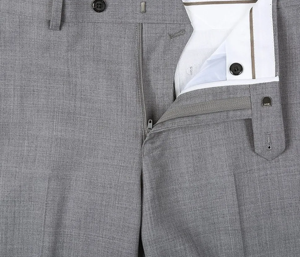 Bevagna Collection - Light Gray 100% Virgin Wool Regular Fit Pick Stitched 2 Piece Suit