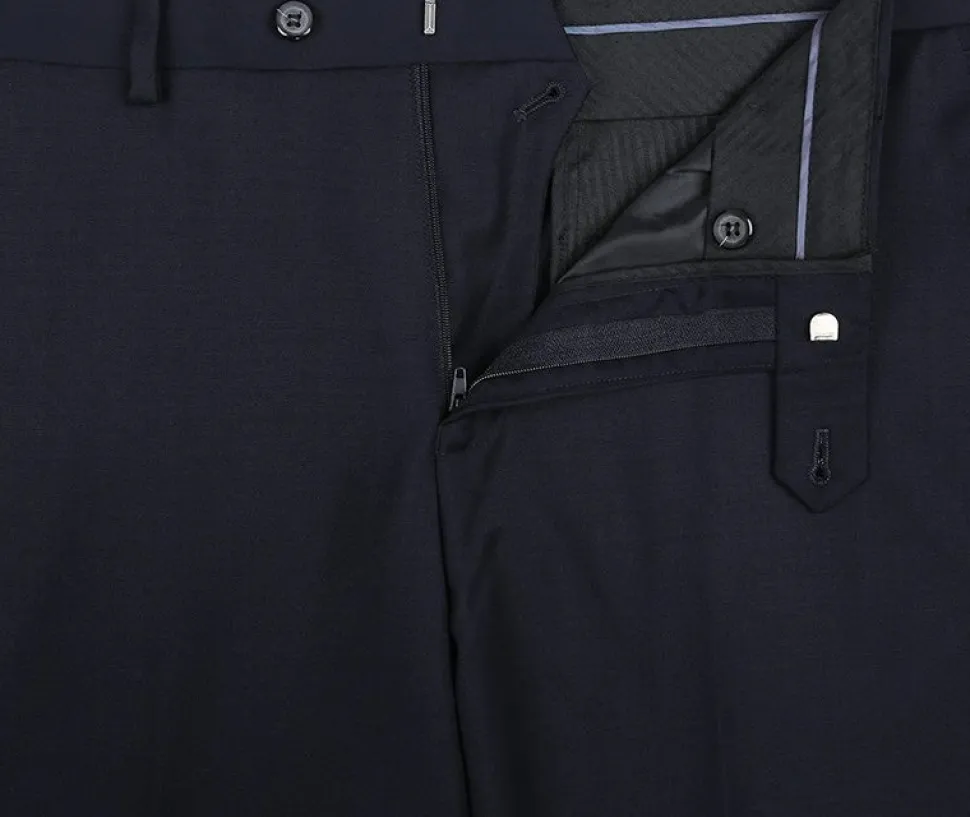 Bevagna Collection - Navy 100% Virgin Wool Regular Fit Pick Stitched 2 Piece Suit