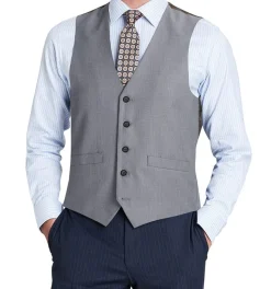 Bevagna Collection - Wool Suit Dress Vest 5 Buttons Regular Fit In Light Gray