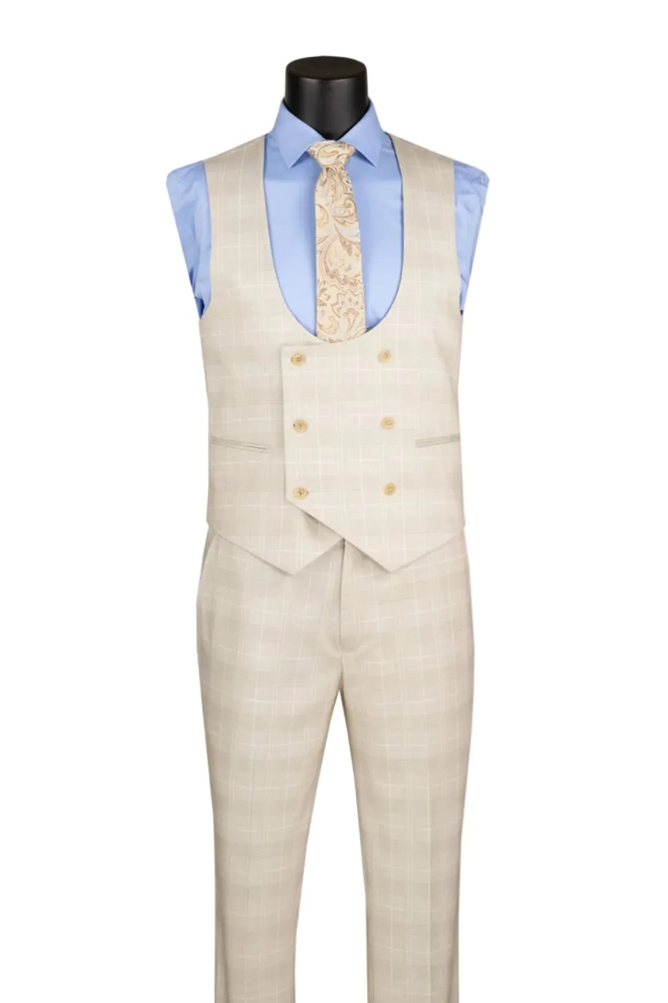Birch Slim Fit 3 Piece 1 Button Windowpane Suit