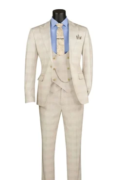 Birch Slim Fit 3 Piece 1 Button Windowpane Suit