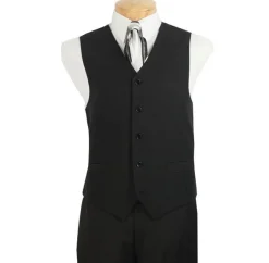 Black Men's Regular Fit Vest 5 Buttons