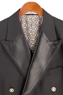 Black Modern Fit Double-Breasted Tuxedo Blazer