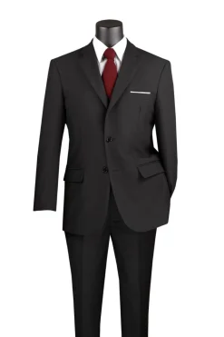 Black Regular Fit Men's 2 Piece Business Suit 2 Button