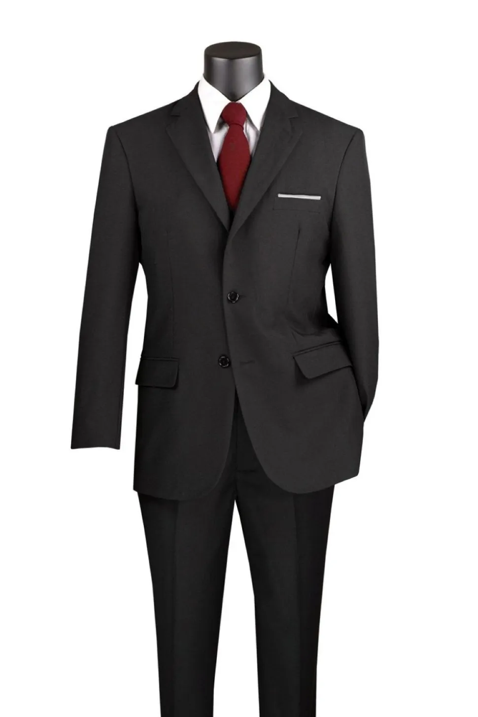 Black Regular Fit Men's 2 Piece Business Suit 2 Button