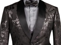 Black Slim Fit Fashion Jacket Shawl Lapel