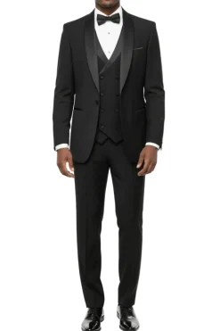 Black Slim Fit 3-Piece Shawl Lapel Tuxedo