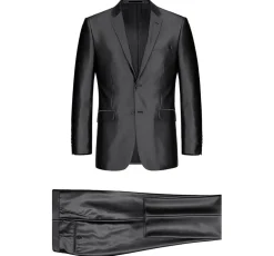 Black Slim Fit Sharkskin Italian Styled 2 Piece Suit