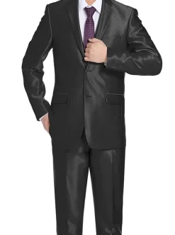 Black Slim Fit Sharkskin Italian Styled 2 Piece Suit