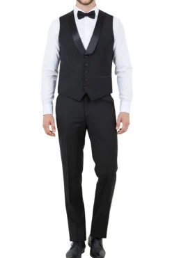 Black Slim Fit Tuxedo 3 Piece with Satin Shawl Collar Vest