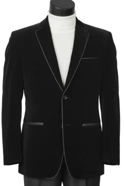 Black Slim Fit Velvet Sport Coat Single Breasted 2 buttons