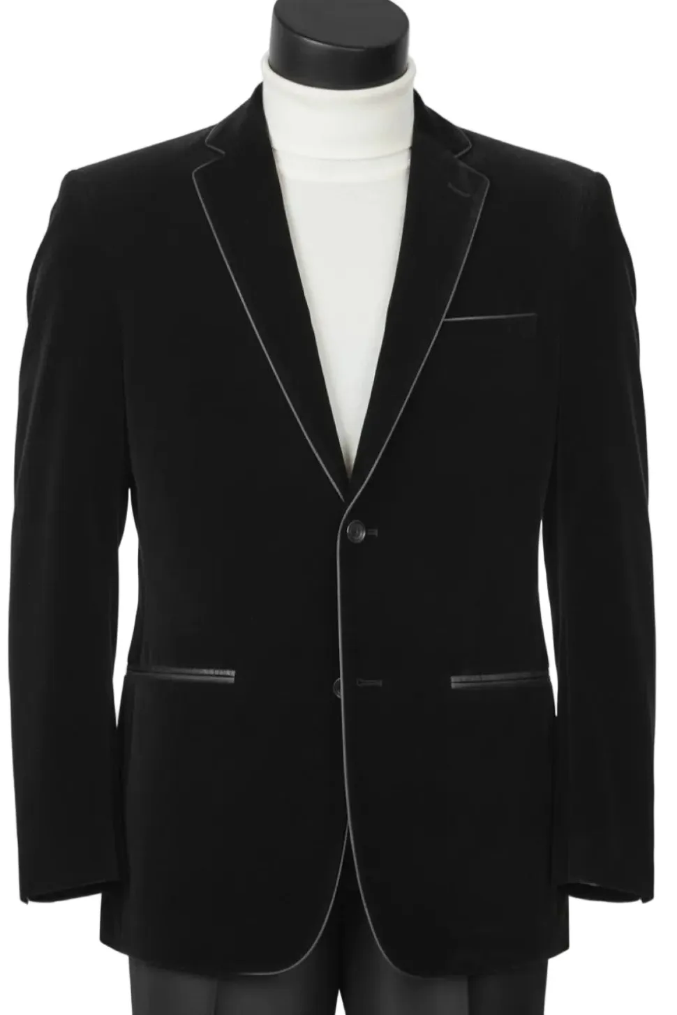 Black Slim Fit Velvet Sport Coat Single Breasted 2 buttons