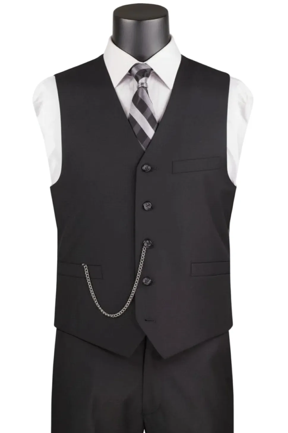 Black Slim Fit Vest Single Breasted 5 Button Design