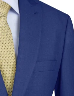 Blue Modern Fit 2 Piece Suit Textured Solid with Peak Lapel
