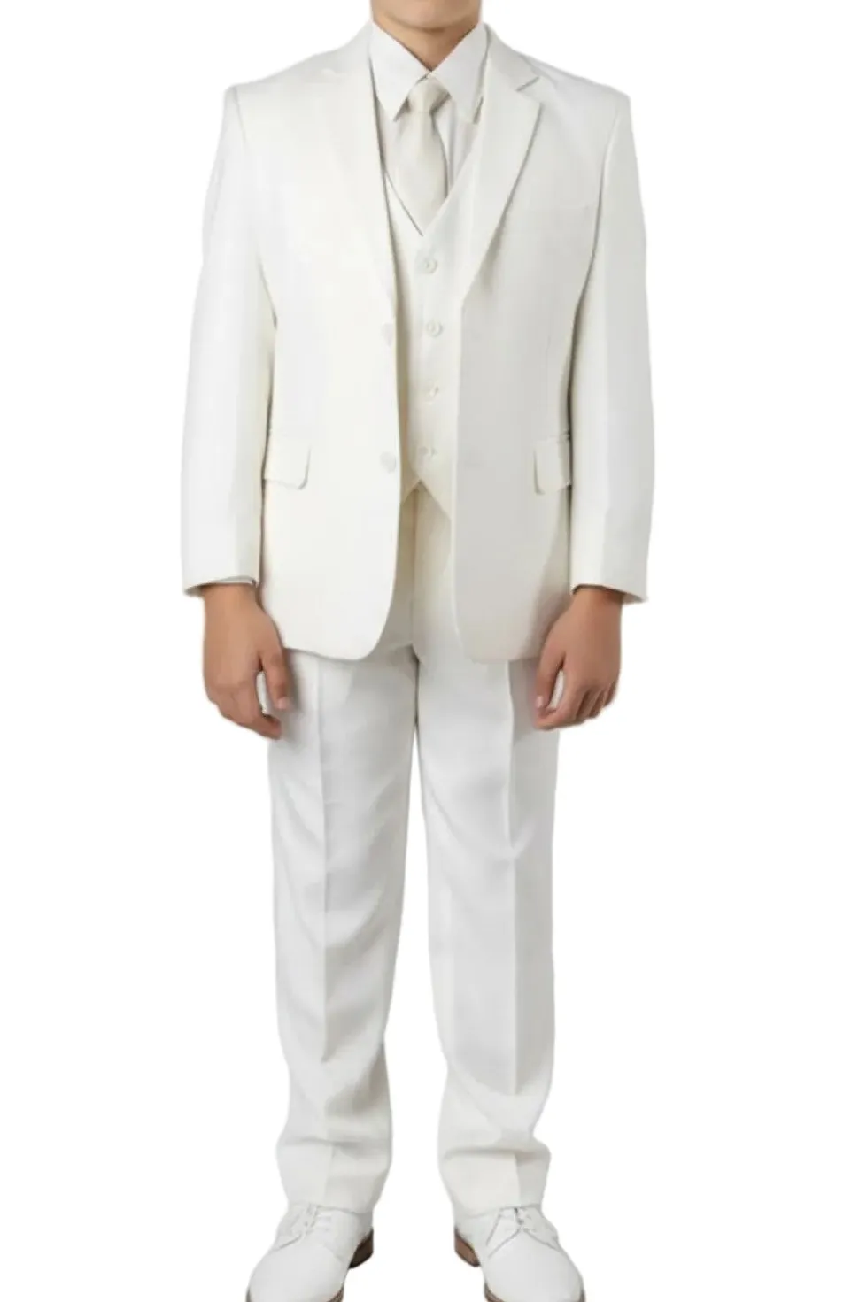 (8) Boy Suit 5 Piece Set Off White