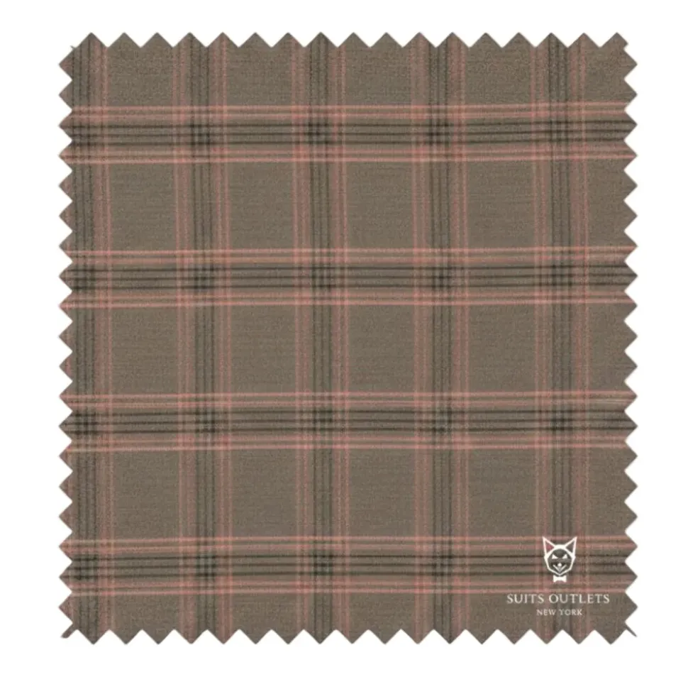 Brown Modern Fit Double Breasted Glen Plaid Peak Lapel 2 Piece Suit