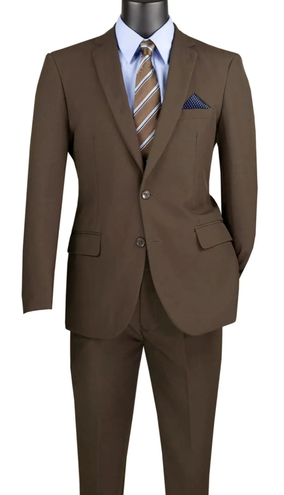 Brown Regular Fit Men's 2 Piece Business Suit 2 Button