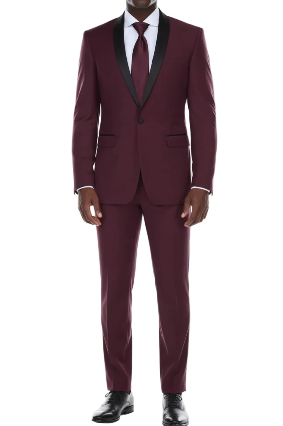 Burgundy Slim Fit 2-Piece Shawl Lapel Tuxedo