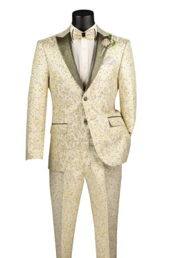 Champagne Sim Fit Tuxedo 2 Pieces with Matching Bow Tie