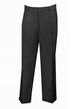 Charcoal Dress Pants Regular Leg Pleated Pre-hemmed With Cuffs