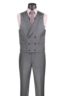 Charcoal Modern Fit 3 Piece Suit with Vest and Adjustable Waistband Pants
