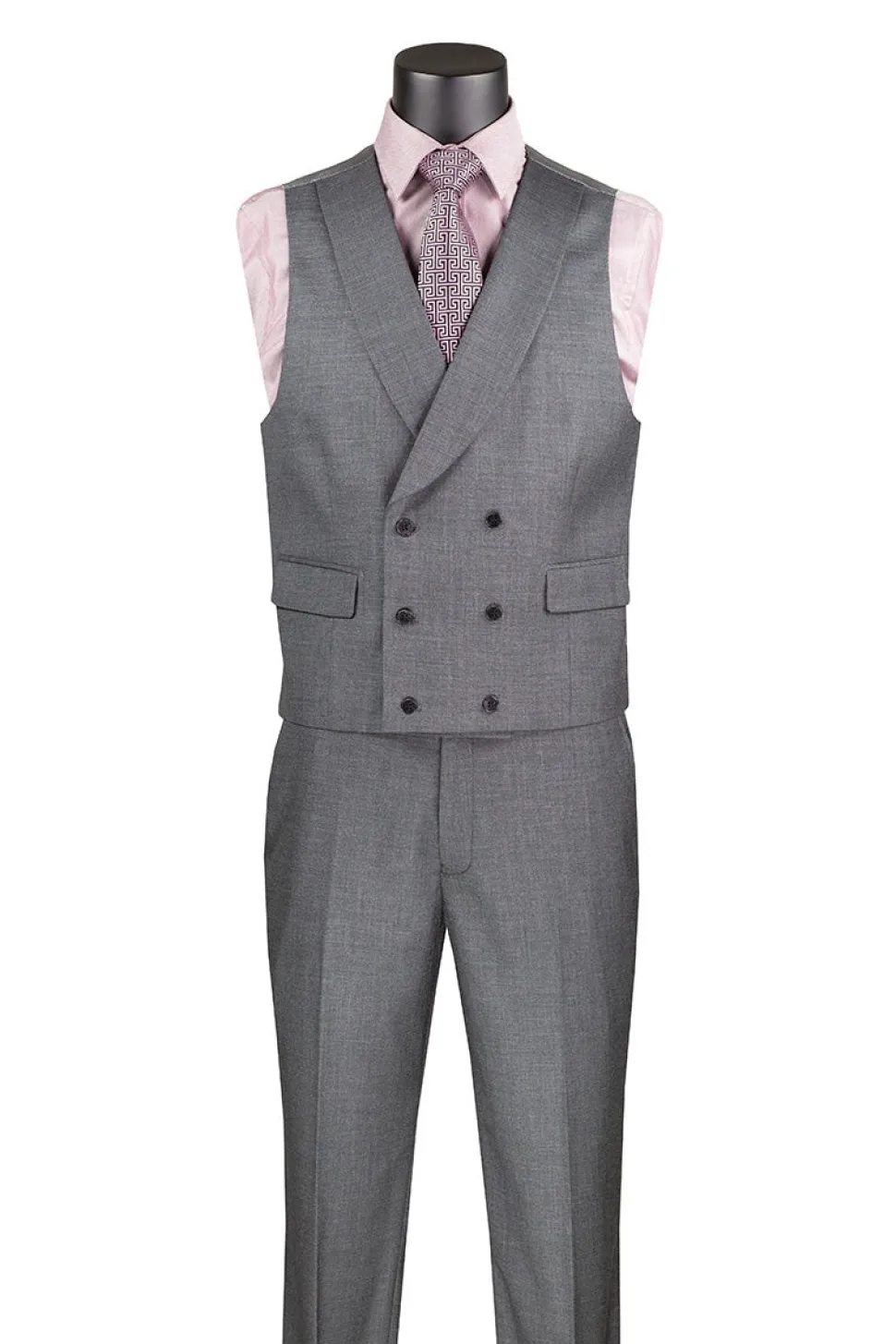 Charcoal Modern Fit 3 Piece Suit with Vest and Adjustable Waistband Pants